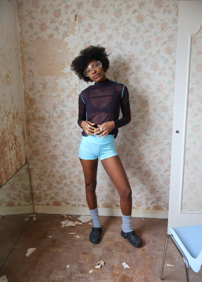 LE MESH | marron surpiqure bleu