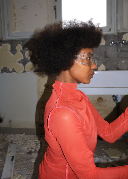 LE MESH | Rouge surpiqure orange